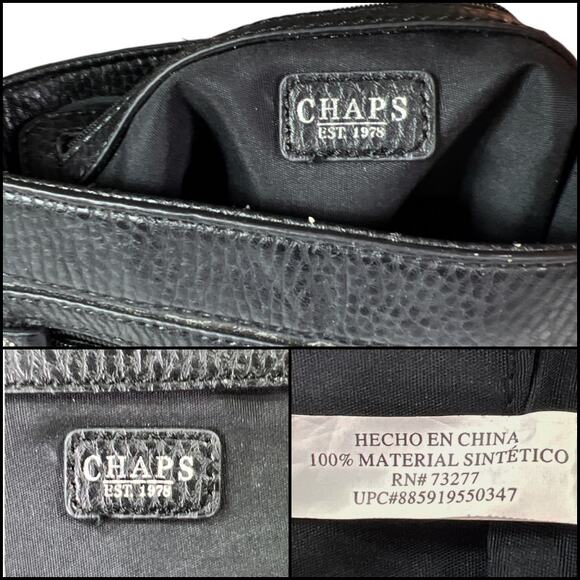 Chaps Crossbody Shoulder Bag Adjustable Strap Black & Gray - Picture 8 of 11